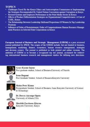 European Journal of Business and Strategic Management Vol. 1 No. 1 (2016)